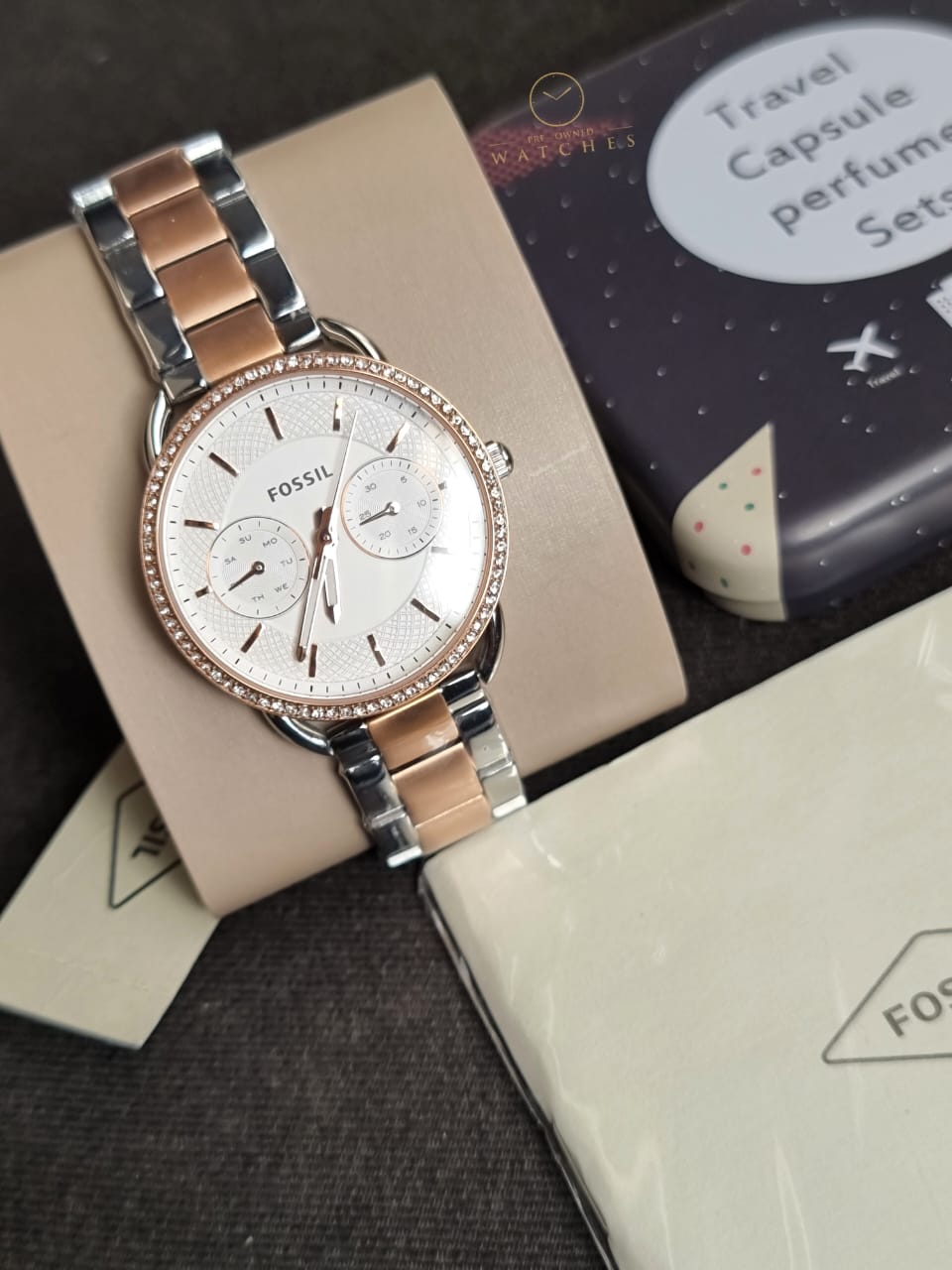 Fossil Women’s Quartz Stainless Steel Silver Dial 35mm Watch ES4396