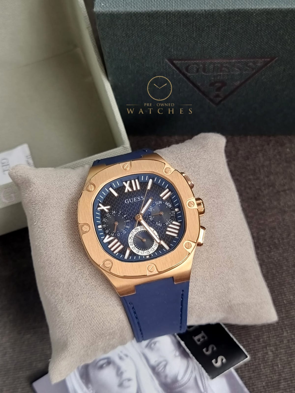 Guess Men’s Quartz Blue Silicone Strap Blue Dial 42mm Watch GW0571G2