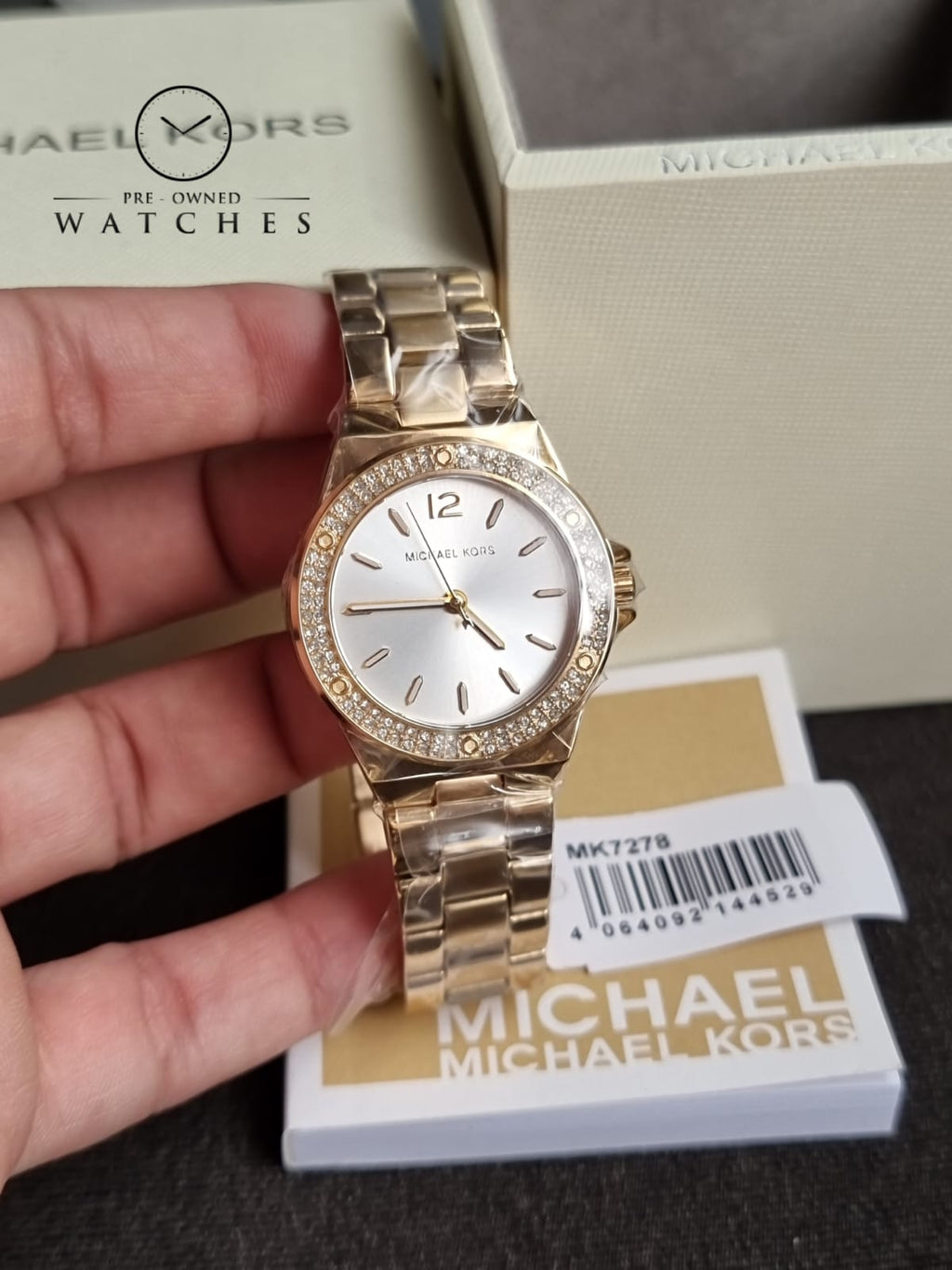 Michael Kors Mini-Lennox Three-Hand Gold-Tone Stainless Steel Watch MK7278