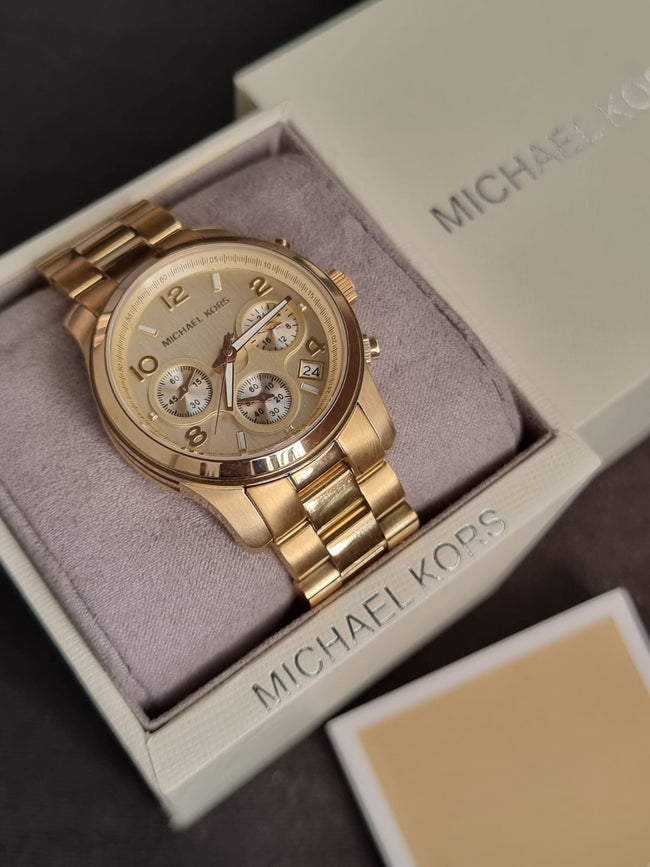 Michael Kors Runway Chronograph Gold-Tone Stainless Steel Watch MK7323 Hover Image