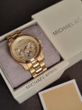 Michael Kors Runway Chronograph Gold-Tone Stainless Steel Watch MK7323