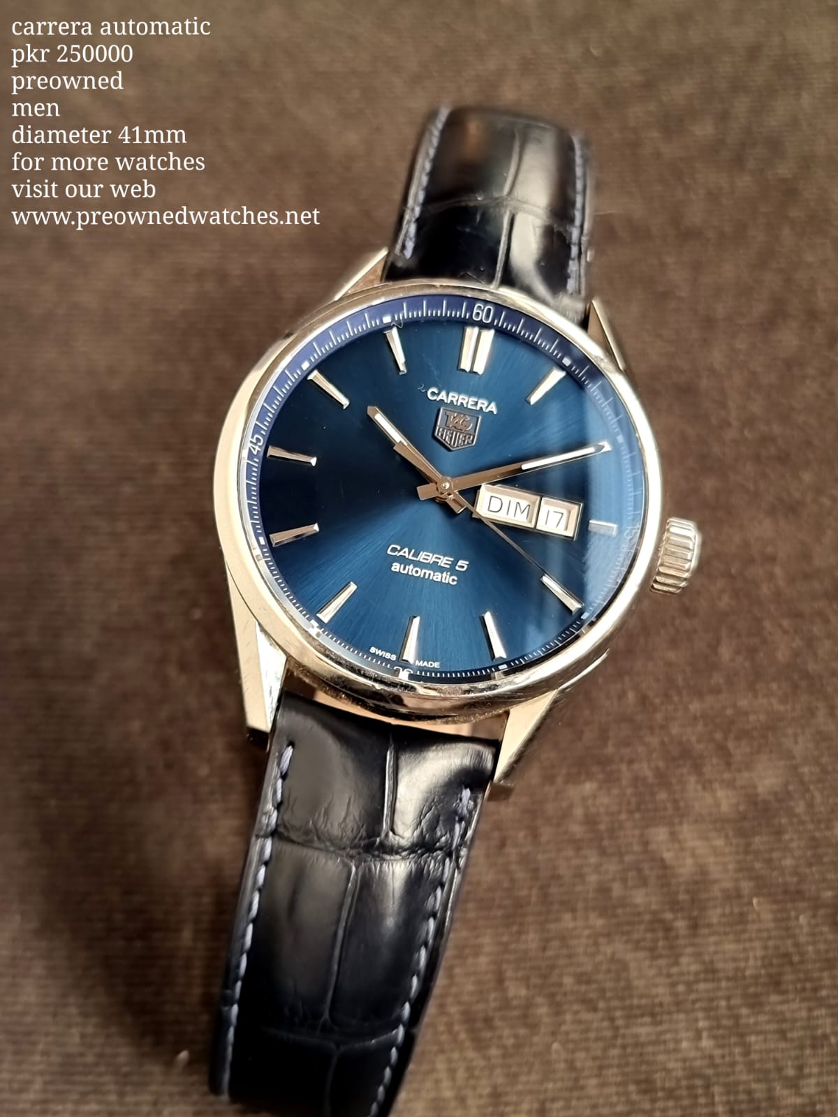 Tag Heuer Blue Strap Tag Heuer Carrera Men's Automatic Swiss Made