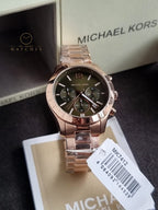 Michael Kors Women’s Quartz Rose Gold Stainless Steel Green Dial 40mm Watch MK7412
