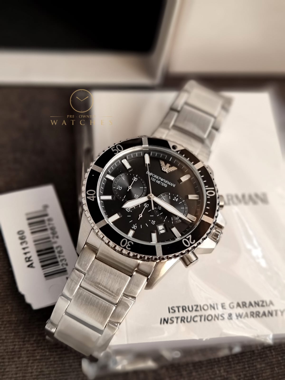 Emporio Armani Men's Chronograph, Stainless Steel Watch, 43mm case size