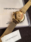 Emporio Armani Gianni T-Bar Gold Mesh Bracelet Mother Of Pearl Dial Quartz Watch for Ladies - AR11321