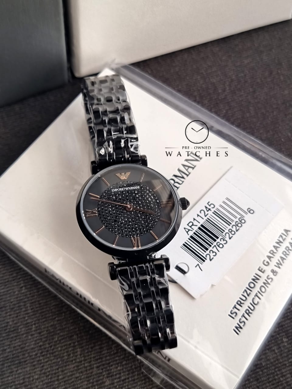 Emporio Armani Women's Gianni T-Bar AR11245 Black Stainless-Steel Quartz Dress Watch