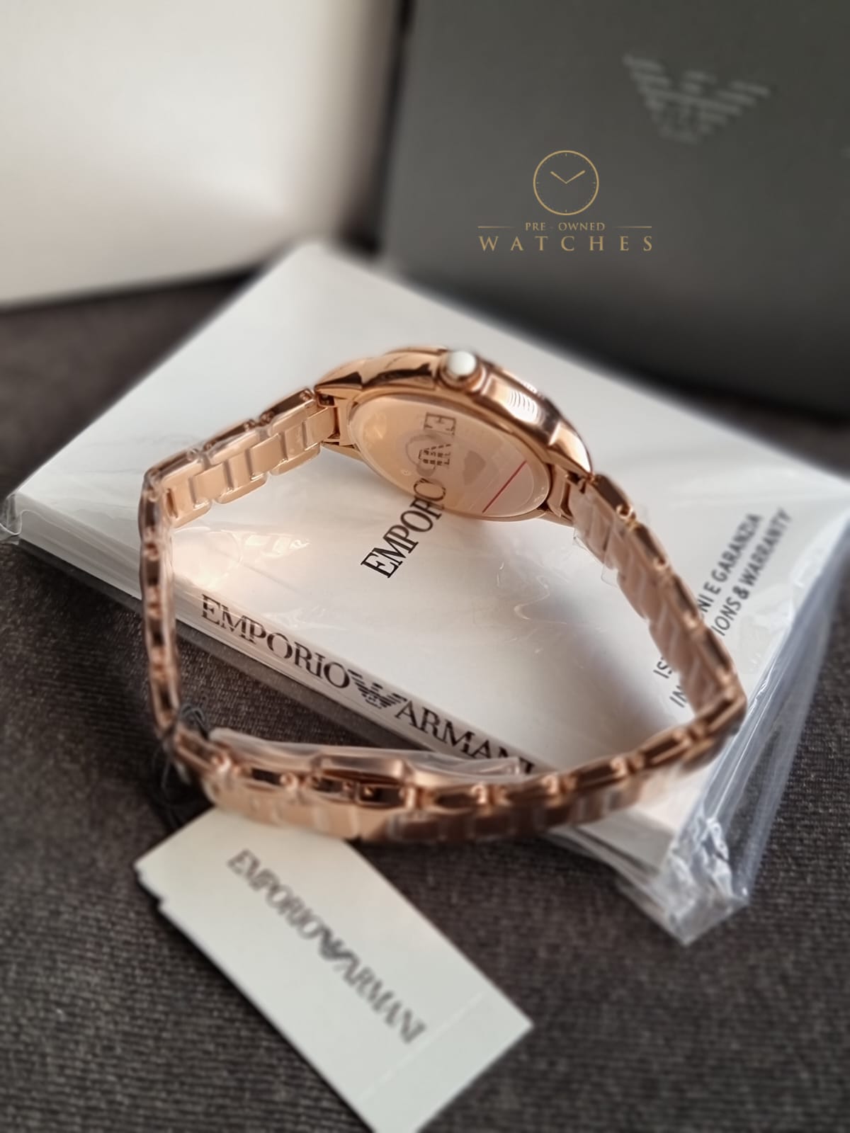 Emporio Armani Women’s Quartz Rose Gold Stainless Steel Mother Of Pearl Dial 32mm Watch AR11523