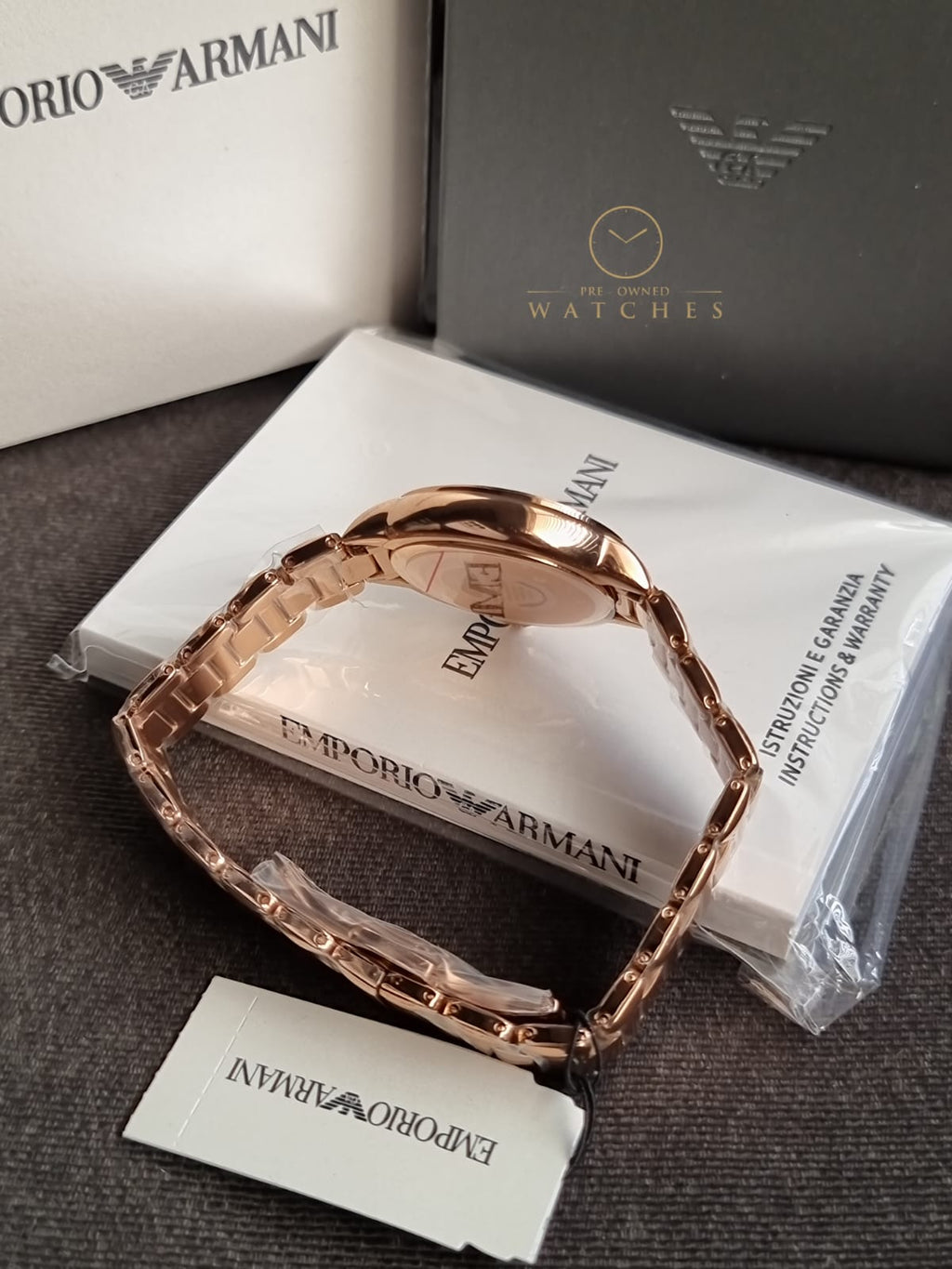 Emporio Armani Women’s Quartz Rose Gold Stainless Steel Mother Of Pearl Dial 32mm Watch AR11523