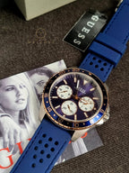 Guess Mens Multi Dial Watch with Silicone Strap, Blue, 44 mm, W1108G4