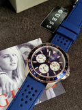 Guess Mens Multi Dial Watch with Silicone Strap, Blue, 44 mm, W1108G4