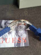 Guess Mens Multi Dial Watch with Silicone Strap, Blue, 44 mm, W1108G4