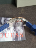 Guess Mens Multi Dial Watch with Silicone Strap, Blue, 44 mm, W1108G4