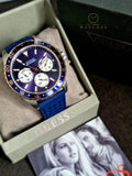 Guess Mens Multi Dial Watch with Silicone Strap, Blue, 44 mm, W1108G4