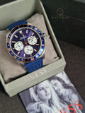 Guess Mens Multi Dial Watch with Silicone Strap, Blue, 44 mm, W1108G4