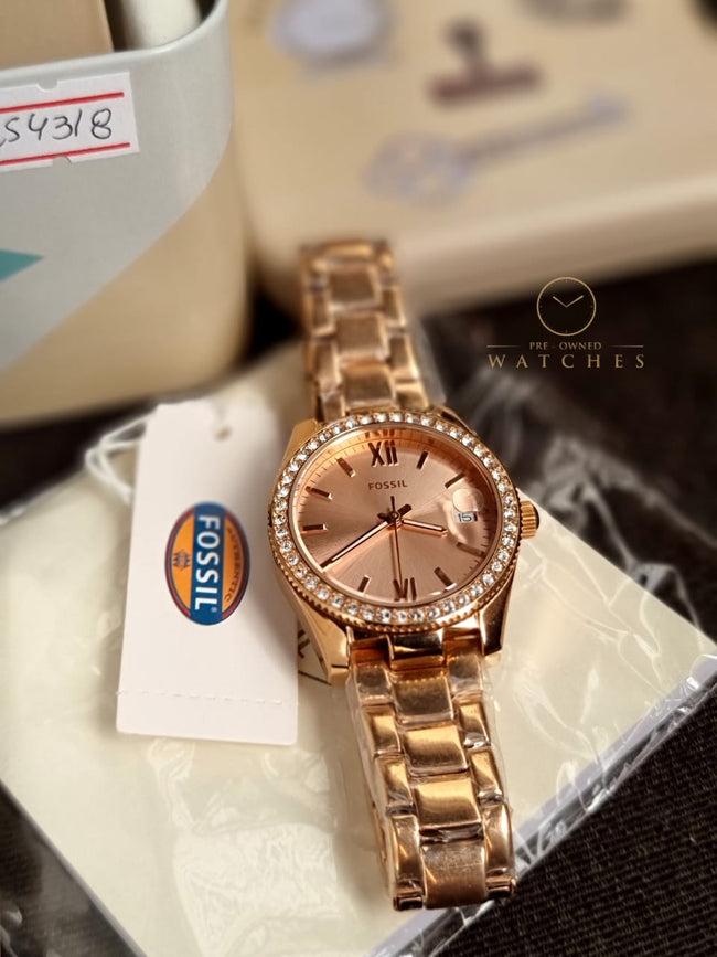 FOSSIL Scarlette Crystal Rose Dial Ladies Watch ES4318 Main Image