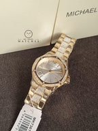 Michael Kors Women’s Quartz Gold Stainless Steel White Dial 37mm Watch MK7361