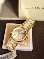 Michael Kors Women’s Quartz Gold Stainless Steel White Dial 37mm Watch MK7361