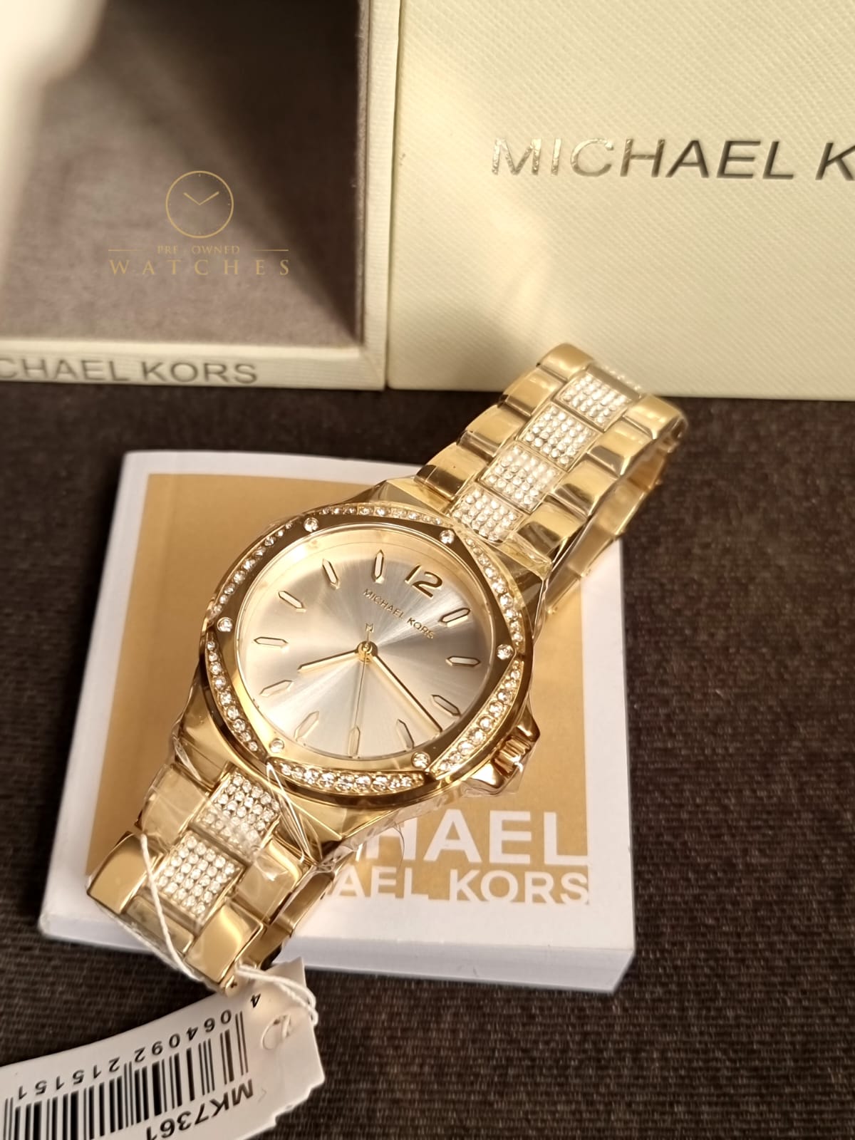 Michael Kors Women’s Quartz Gold Stainless Steel White Dial 37mm Watch MK7361