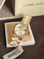 Michael Kors Women’s Quartz Gold Stainless Steel White Dial 37mm Watch MK7361