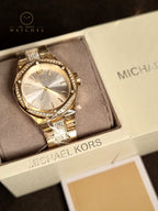 Michael Kors Women’s Quartz Gold Stainless Steel White Dial 37mm Watch MK7361