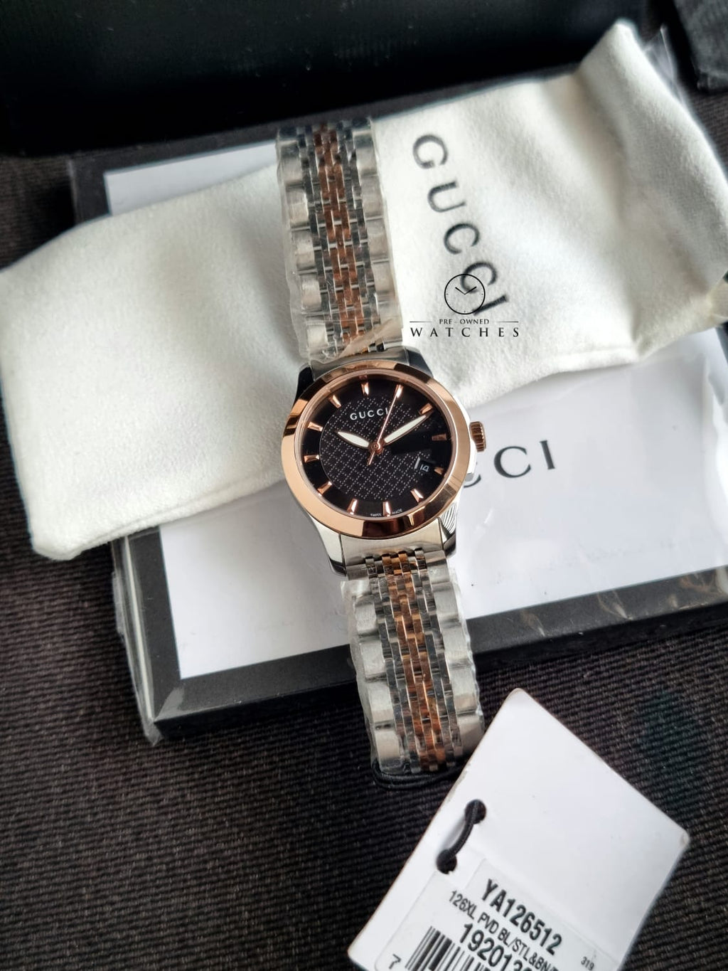 Gucci Women’s Analog Quartz Stainless Steel Swiss Made Black Dial 27mm Watch YA126512