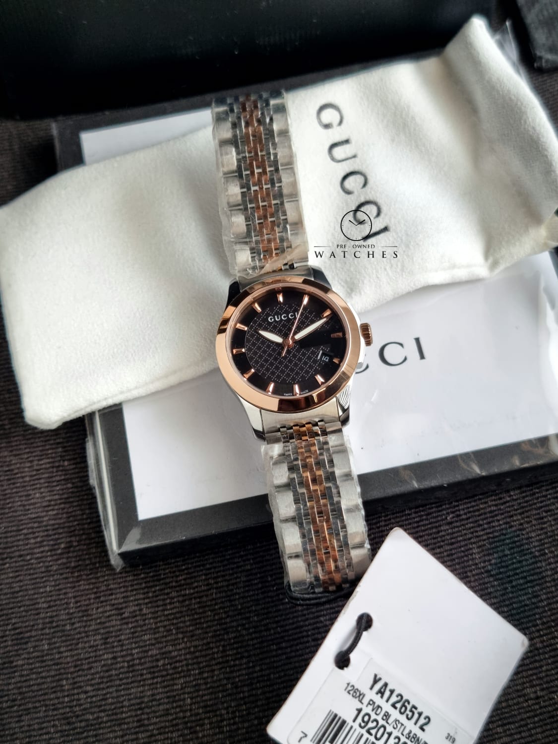 Gucci Women’s Analog Quartz Stainless Steel Swiss Made Black Dial 27mm Watch YA126512