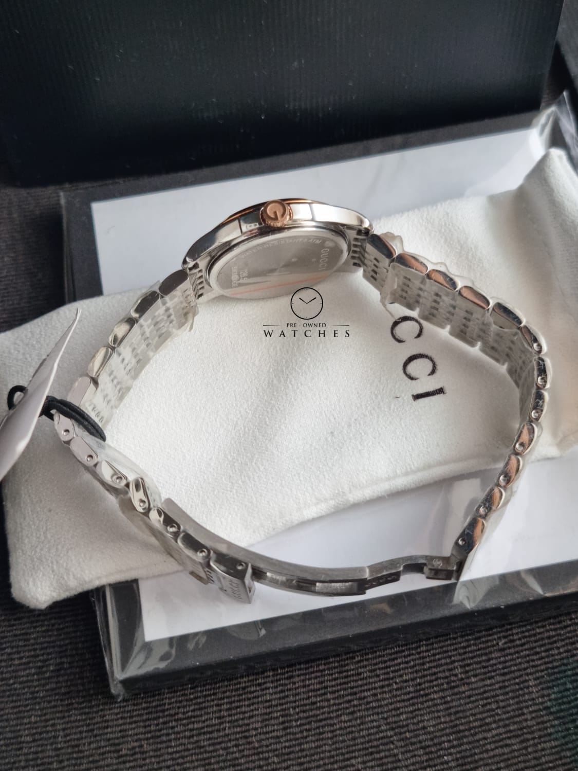 Gucci Women’s Analog Quartz Stainless Steel Swiss Made Black Dial 27mm Watch YA126512