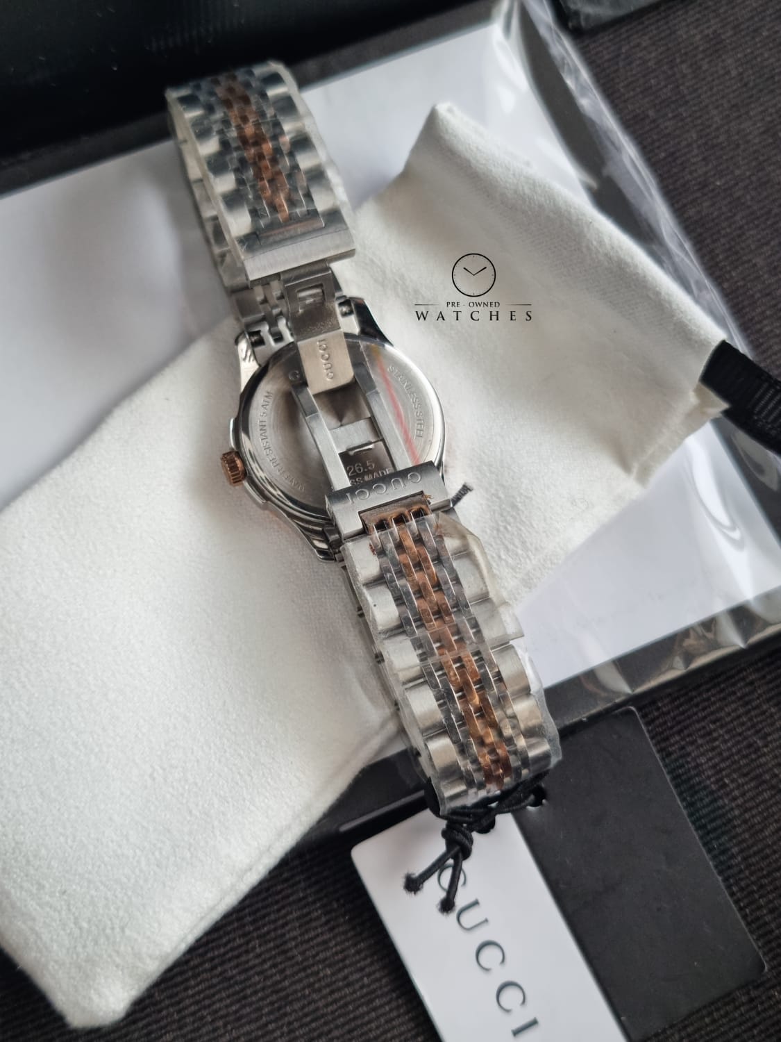 Gucci Women’s Analog Quartz Stainless Steel Swiss Made Black Dial 27mm Watch YA126512