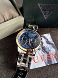Guess Men’s Quartz Two Tone Stainless Steel Blue Dial 45mm Watch W0379G7