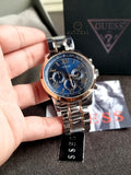 Guess Men’s Quartz Two Tone Stainless Steel Blue Dial 45mm Watch W0379G7