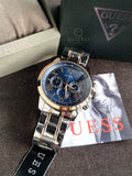 Guess Men’s Quartz Two Tone Stainless Steel Blue Dial 45mm Watch W0379G7