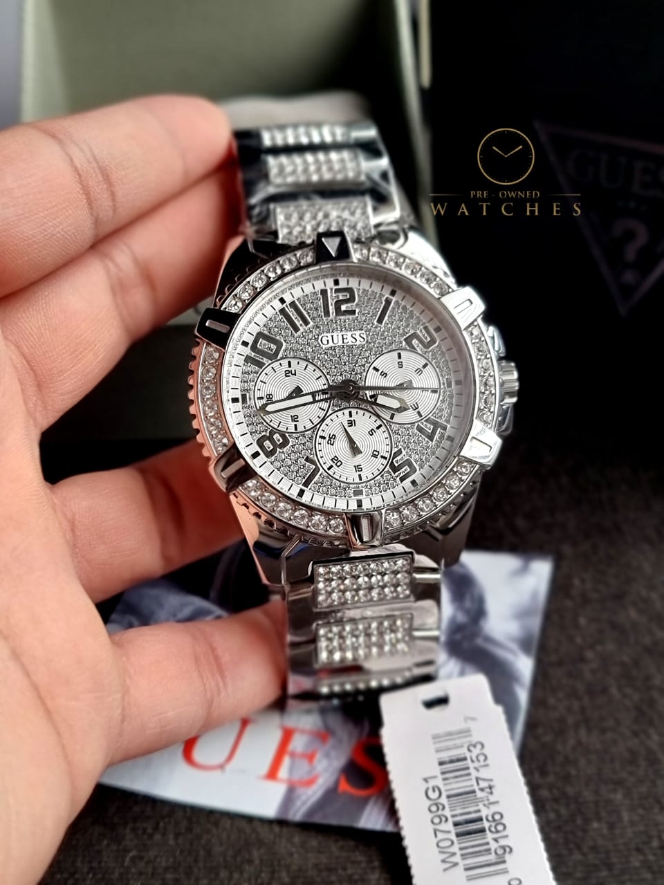 Guess Frontier Stainless Steel Crystal Dial Bracelet Watch W0799G1