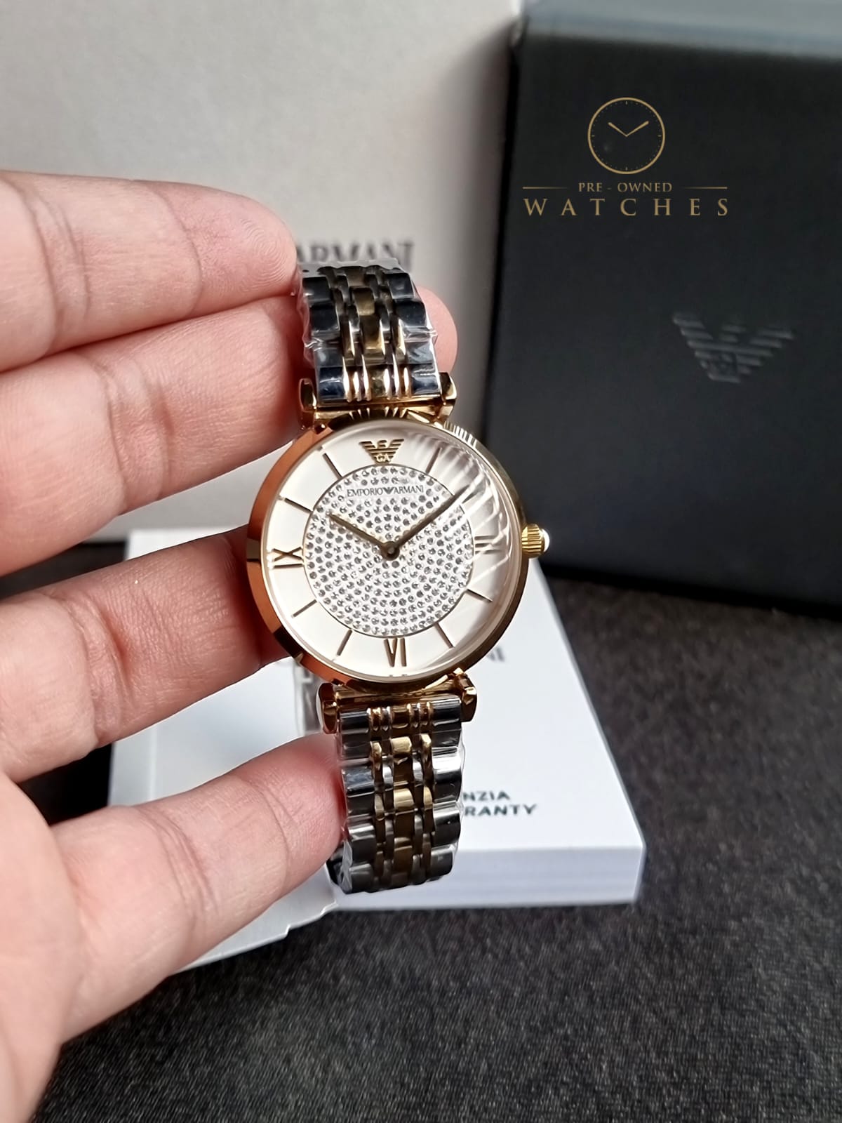 Emporio Armani AR8031 Women’s Analog Two Tone Stainless Steel White Dial 32mm Watch