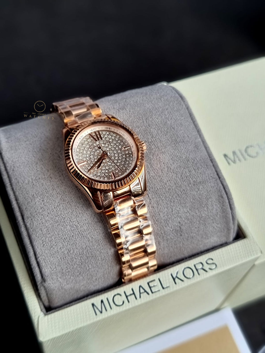 Michael Kors Women’s Quartz Rose Gold Stainless Steel Crystal Pave Dial 26mm Watch MK3692