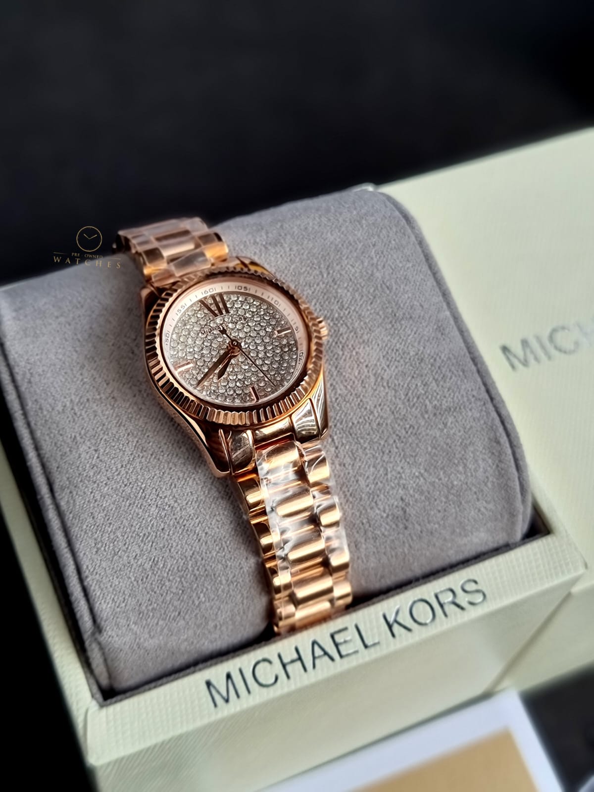 Michael Kors Women’s Quartz Rose Gold Stainless Steel Crystal Pave Dial 26mm Watch MK3692