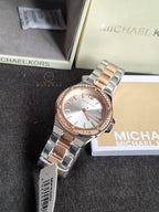 Michael Kors Women’s Quartz Two Tone Stainless Steel Silver Dial 37mm Watch MK6989