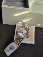 Michael Kors Women’s Quartz Two Tone Stainless Steel Silver Dial 37mm Watch MK6989