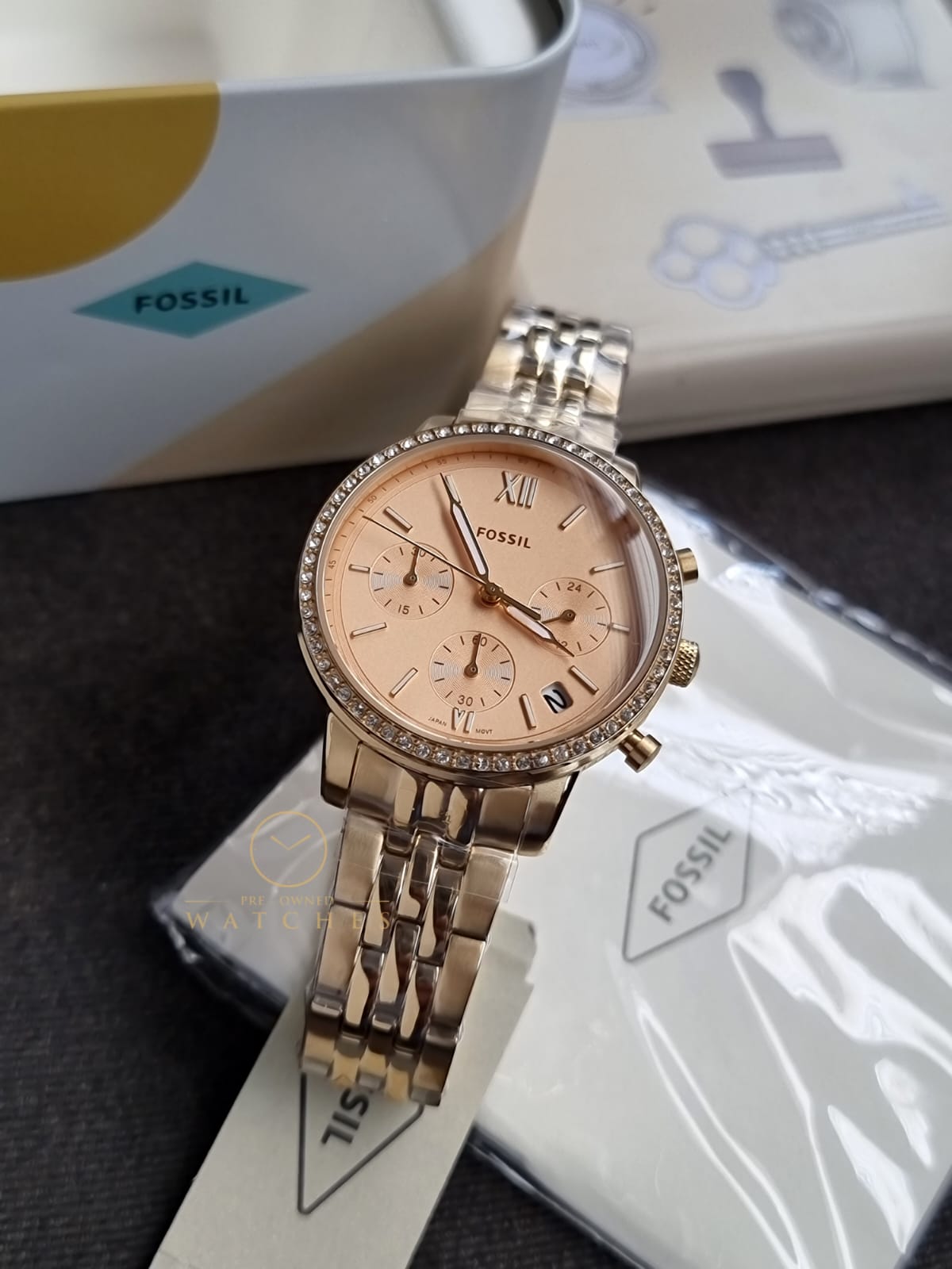 Fossil Stainless Steel Neutra Analog Gold Dial Women's Watch-Es5219