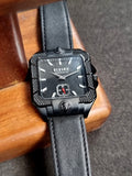 Versus Versace Gents Watch Black Square Dial Black Letaher Strap Quartz Watch