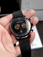 Emporio Armani Mens Chronograph Quartz Stainless Steel Black Dial 43mm Watch AR11142