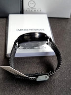 Emporio Armani Mens Chronograph Quartz Stainless Steel Black Dial 43mm Watch AR11142