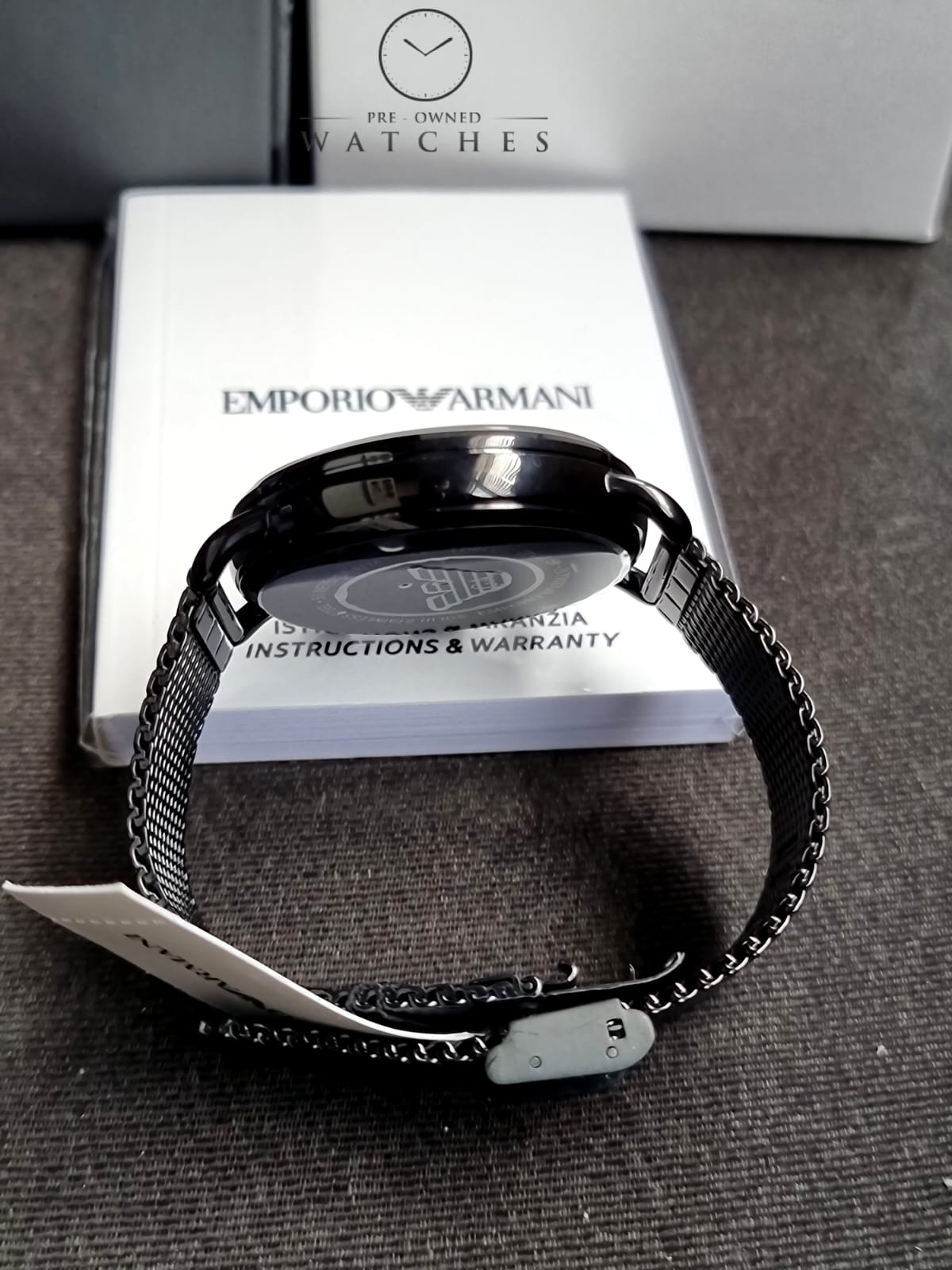 Emporio Armani Mens Chronograph Quartz Stainless Steel Black Dial 43mm Watch AR11142