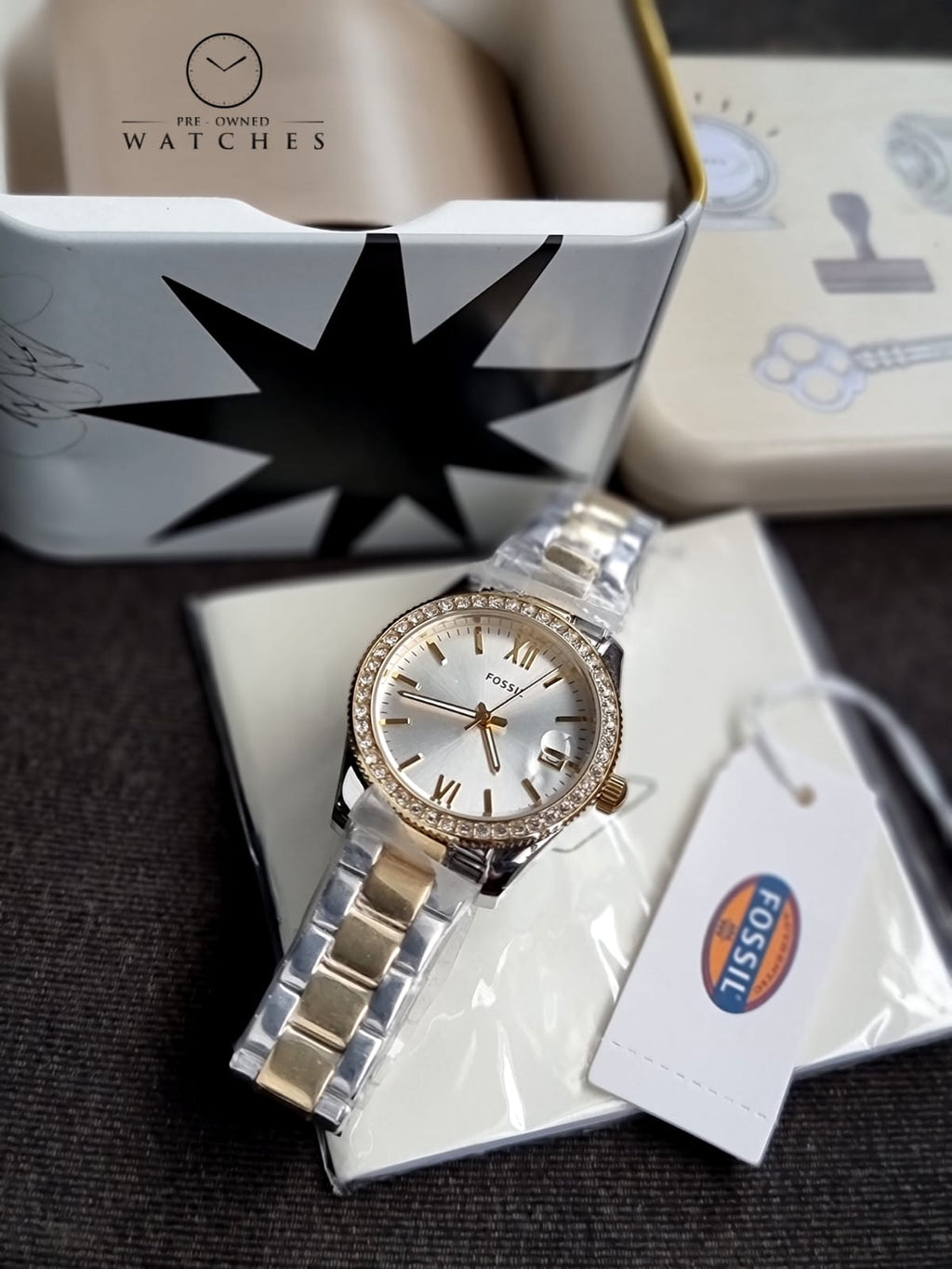 Fossil Scarlette Mini Three-Hand Date Two-Tone Stainless Steel Watch ES4319