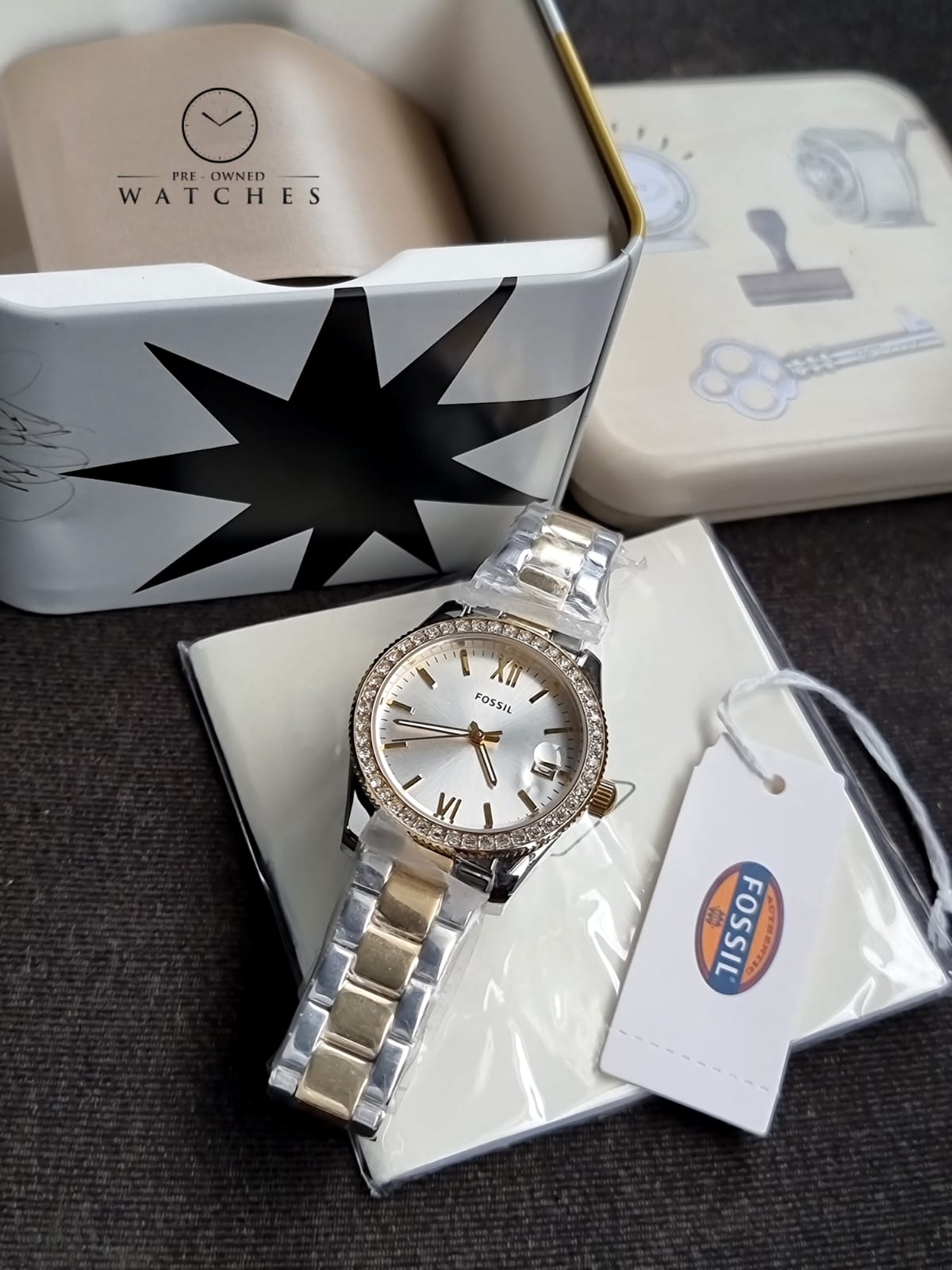 Fossil Scarlette Mini Three-Hand Date Two-Tone Stainless Steel Watch ES4319