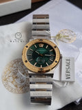 Versace Men’s Quartz Swiss Made Two-tone Stainless Steel Green Dial 41mm Watch VEVI00420