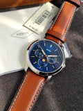 Fossil Men’s Quartz Brown Leather Strap Blue Dial 42mm Watch FS5903