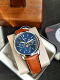 Fossil Men’s Quartz Brown Leather Strap Blue Dial 42mm Watch FS5903