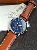 Fossil Men’s Quartz Brown Leather Strap Blue Dial 42mm Watch FS5903