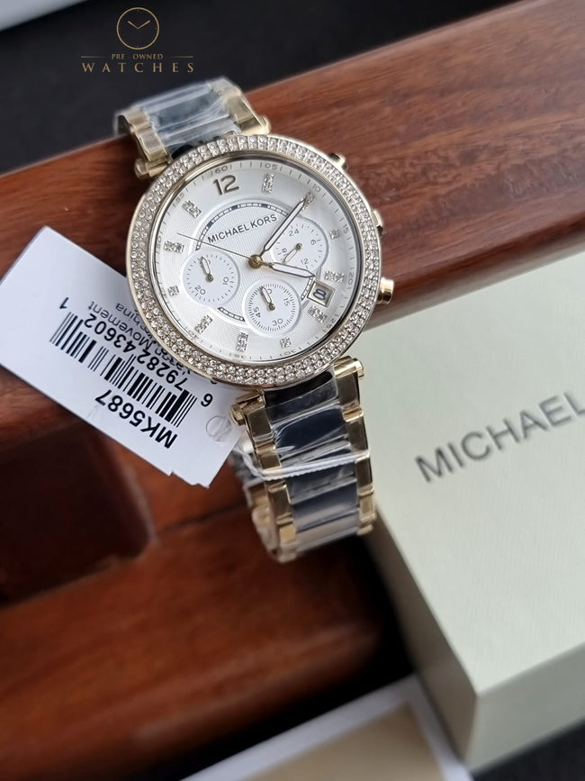 Michael Kors Women’s Quartz Two-tone Stainless Steel White Dial 39mm Watch MK5687 Main Image