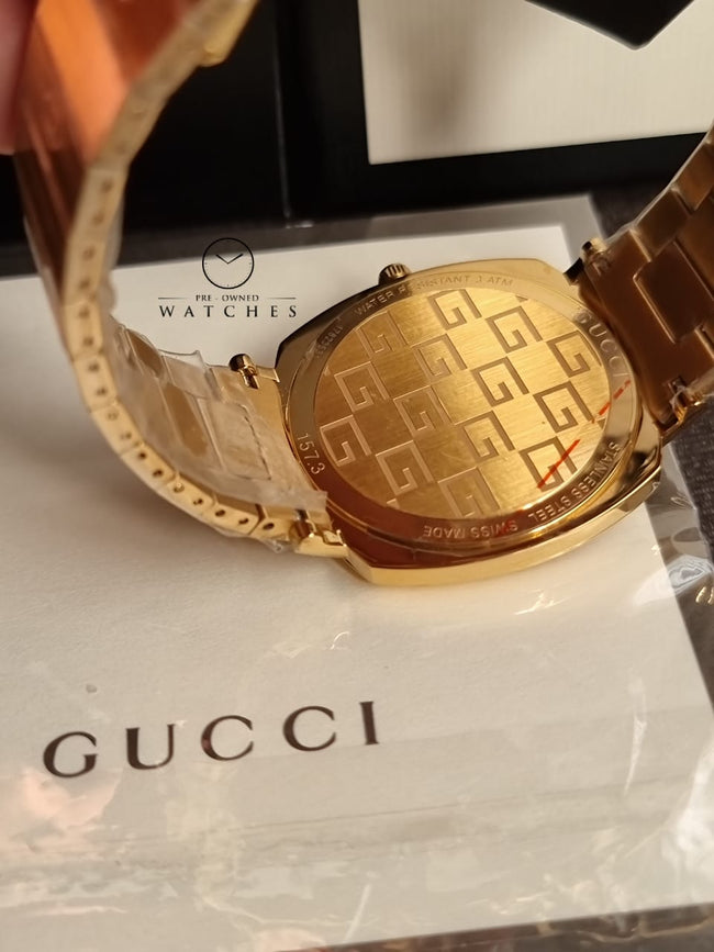 Gucci Unisex Swiss Made Quartz Stainless Steel Gold 38mm Watch YA157409 Main Image